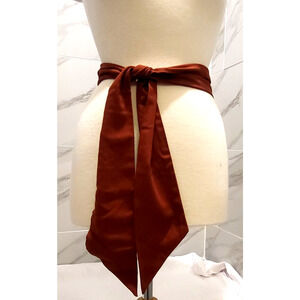 Mod Retro Fabric Tie Belt Rust Colored 64" Long 4" Wide Vintage 1980s YK